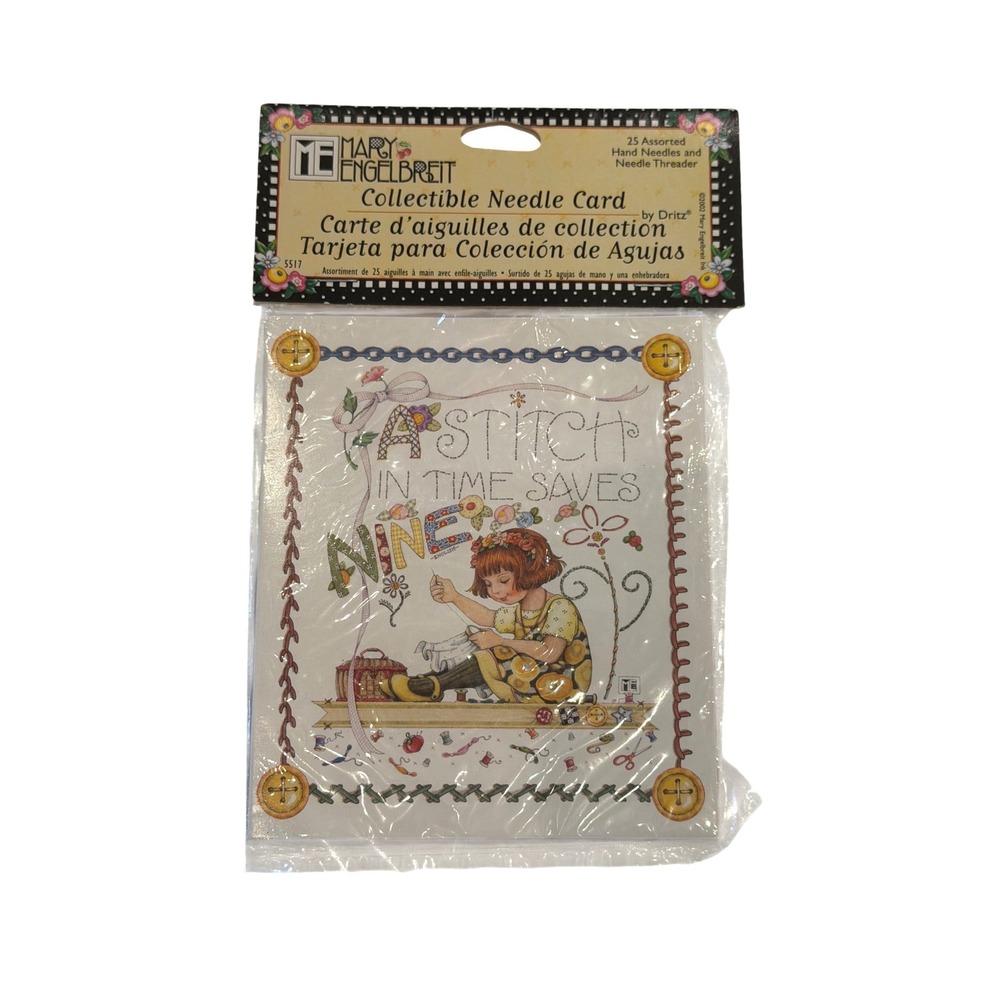 Mary Engelbreit Dritz Collectible Needle Card 25 Assorted Hand Needles 5517 2002